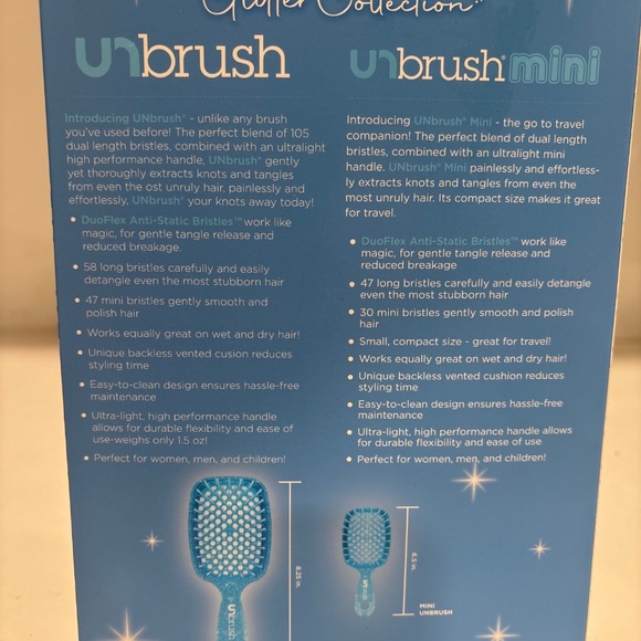 Unbrush, original and on brushed mini glitter collection in blue - Picture 2 of 3